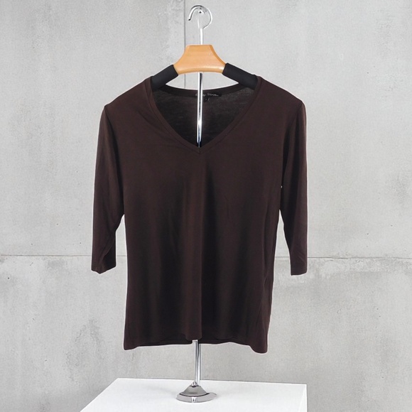 Rendez-Vous Paris Tops - Rendez-Vous Paris Black 3/4 Sleeve V-Neck Tunic Top | Size 3